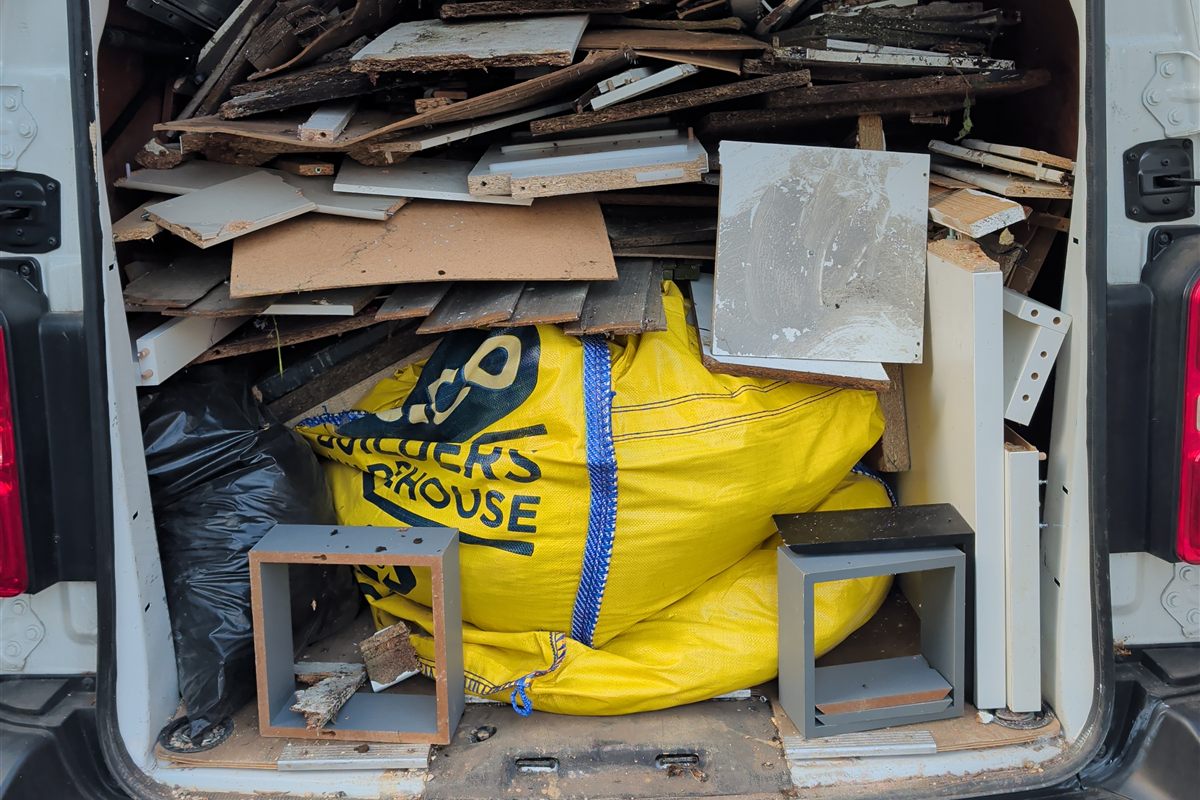 Mixed timber and bulky waste loaded safely into a van